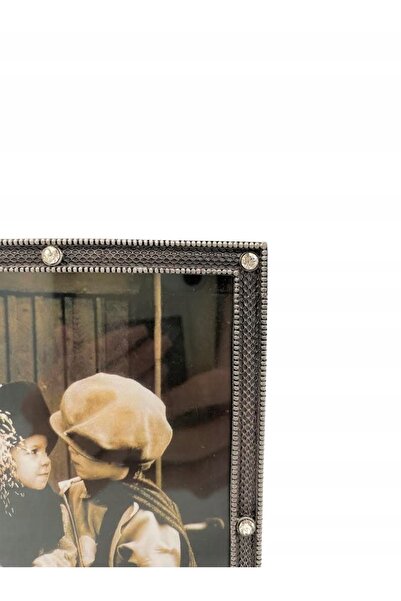 NO BRAND Rama metalică pentru fotografie 10x15, argintie, elegantă, cu zirconii