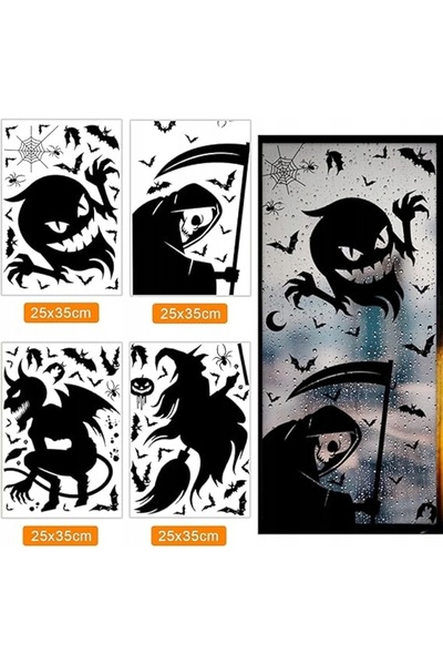 NO BRAND Autocolante decorative de Halloween pentru ferestre, pereți, dovleci...