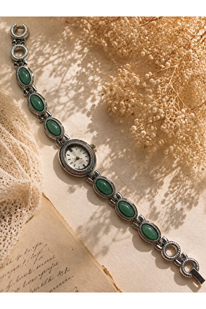 Mihristore Kadın Taşlı Vintage Kol Saati Pinterest Saat Zarif Metal Kordon Do...