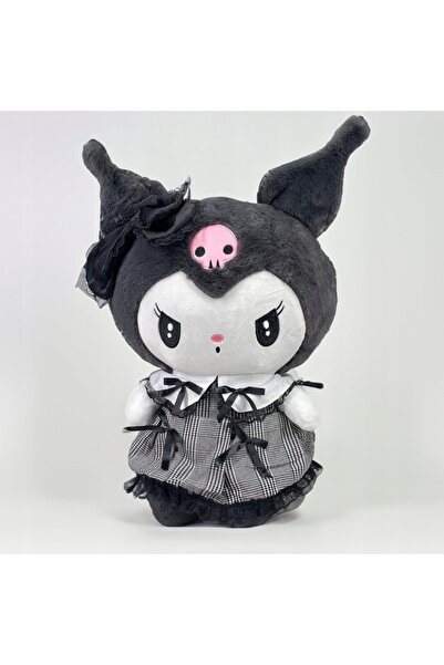 NO BRAND Jucărie de pluș Kuromi cu fundă gri 35x27x19 cm