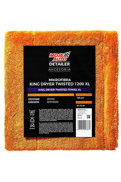 Moje Auto Prosop de uscare din microfibră răsucit XL 60x90cm 1200g/m² KING DRYER