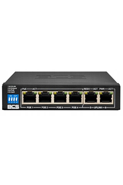 BCS -B-SP04G02G SWITCH GIGABIT POE 4xPOE 2xUPLINK RJ 60W SWITCH LAN