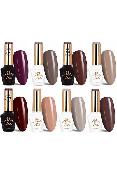 NO BRAND SET CADOU 8x ojă semipermanentă bronzantă de toamnă MOLLY NAILS + du...