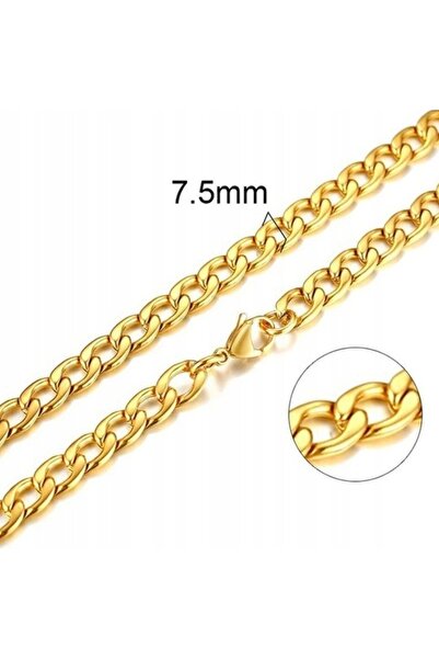 NO BRAND LANȚ DE AUR TIP PANCER, OȚEL 316L, CUTIE (7,5 mm)