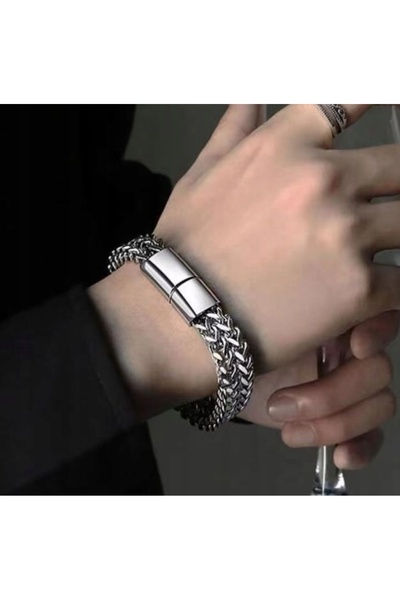NO BRAND Brățară bărbătească argintie din oțel chirurgical 21x10cm