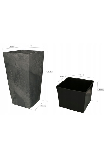 NO BRAND Ghiveci 195x195x375MM cu inserție și capac