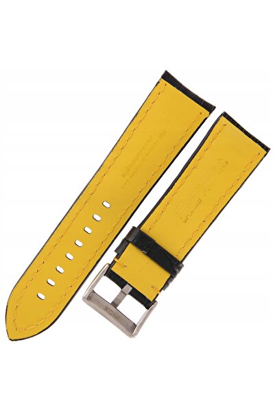NO BRAND DILOY 395 - NEGRU/galben - 24mm - Curea de ceas din piele