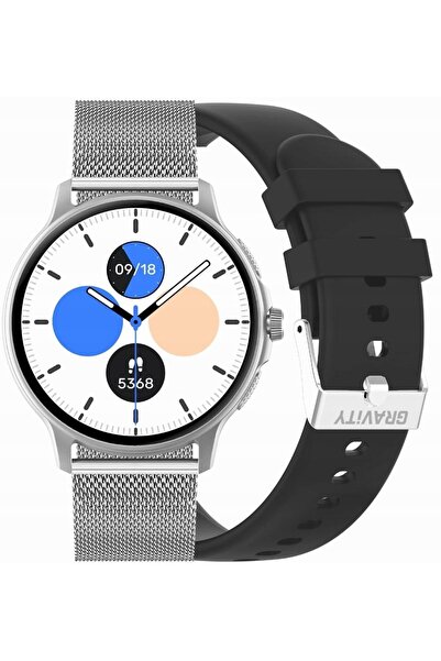 Gravity Smartwatch pentru femei gt12-7 curea de silicon neagră argintiu