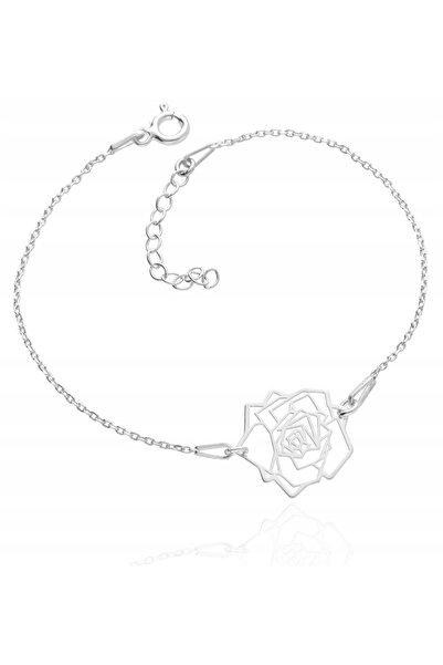NO BRAND Brățară de argint cu floare trandafir origami, argint 925