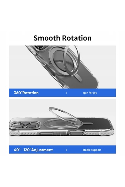 Rock Husă cu Suport Rotativ Seria Crystal Magnetică pentru iPhone 16 Pro, Negru