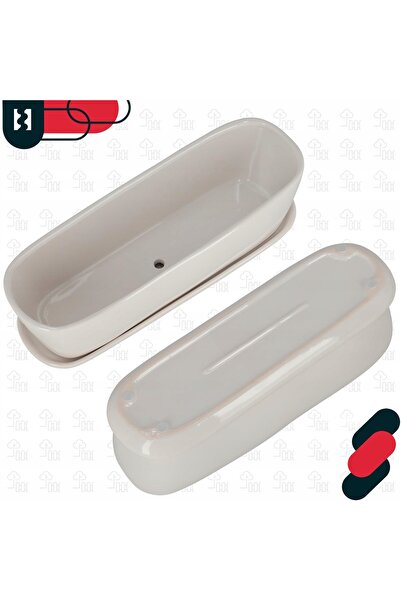 NO BRAND Suport dreptunghiular din ceramică albă, tip jgheab, pentru ghiveci ...