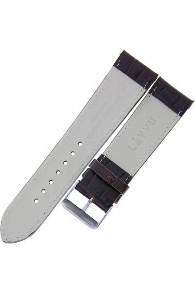 NO BRAND LAVVU Croco LSJUC22 - 22 mm - Maro închis - Curea de ceas din piele