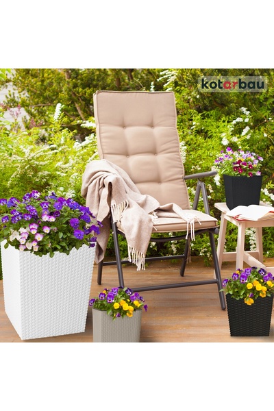 NO BRAND Jardinieră de grădină din ratan pentru balcon, terasă, flori, cu ins...