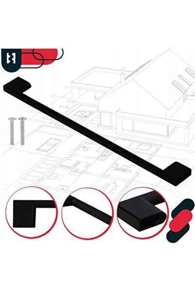 NO BRAND 6x Mânere de bucătărie tip bandă lungă, negru mat, 289mm, set ferone...