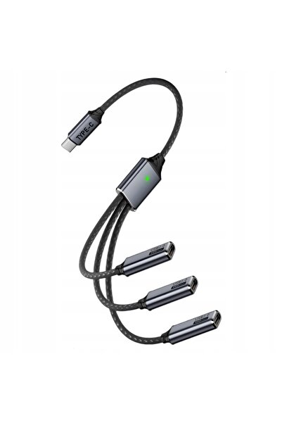 NO BRAND HUB USB 2.0 1x USB-C M - 3x USB tip C F + ADAPTOR USB C-A METALIC