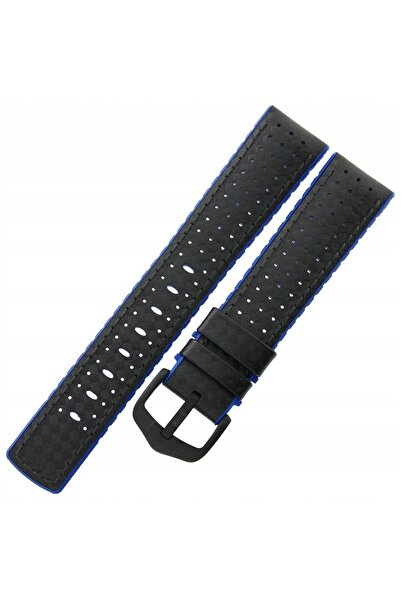 NO BRAND HIRSCH Ayrton L - NEGRU/Albastru - 20 mm - Curea din piele și cauciu...