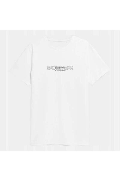 4F Tricou cu imprimeu "Sportswear" alb bărbătesc 100% bumbac XXL