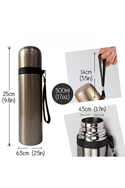 NO BRAND Termos Bidon Cană Termică Etanșă din Oțel Inoxidabil Auriu 500 ml