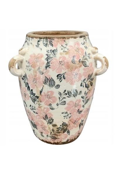 NO BRAND Vază Ceramică Flori Roz Wys. 18,5 cm