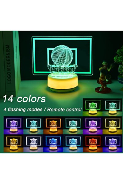 NO BRAND Lampă de veghe LED 3D Baschet, Lampă decorativă, Multicoloră, Cadou ...