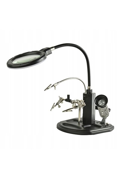 Reball A treia mână pentru lipit TE-802, suport PCB cu lupă 85mm 16x LED + ac...