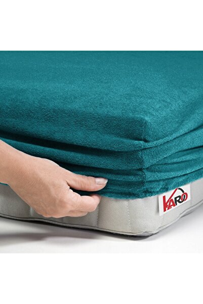 NO BRAND Cearșaf de pat din frotir cu elastic 120x200 turcoaz închis gros 200...