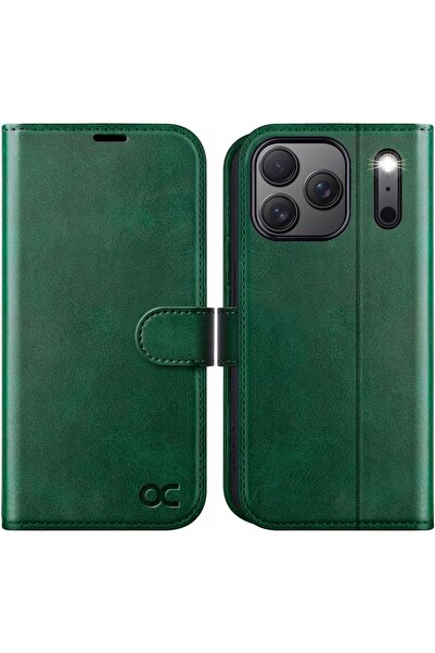 NO BRAND Husă tip carte OCASE pentru Apple iPhone 17 Pro Max Verde