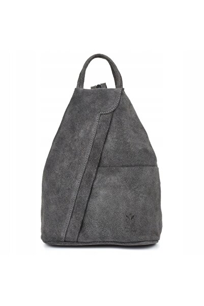 NO BRAND Rucsac mic din piele naturală italiană, gri, pentru femei, pentru se...