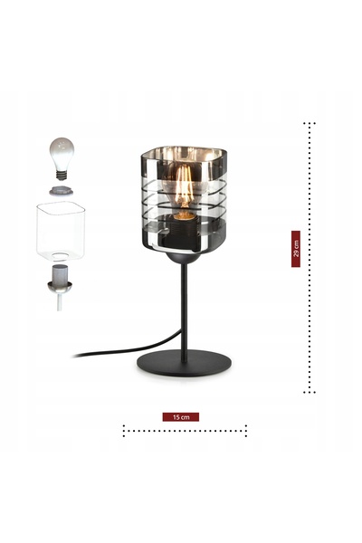 NO BRAND Lampa de noptieră decorativă cu abajur din sticlă