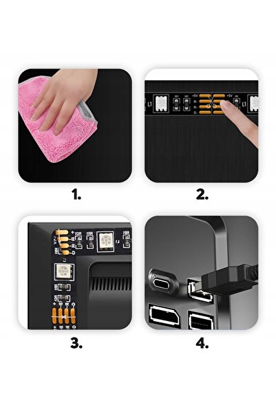 NO BRAND Bandă LED RGB 5M USB pentru TV, iluminare de fundal TV, controlată p...