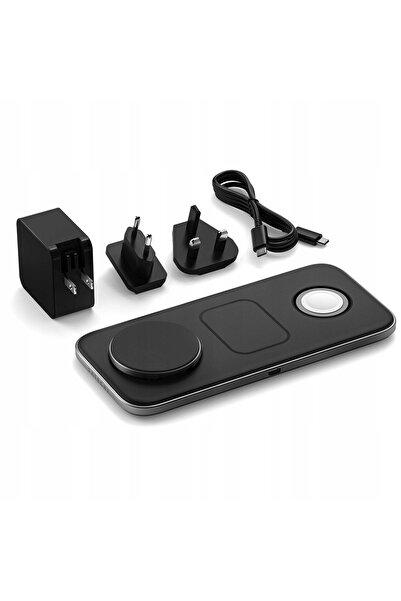 NO BRAND Încărcător wireless prin inducție Satechi pentru iPhone Qi2 Trio Gri...
