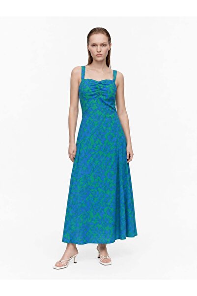 HAKKE Floral strap midi woven dress