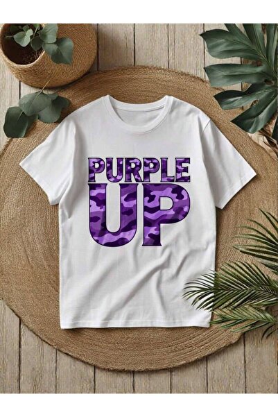 29CUN Women's "Purple Up" Camo Print Crewneck T-Shirt – Black Base With Purpl...