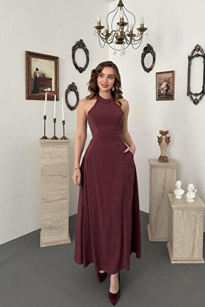 ELBEE Plum neck tie dress