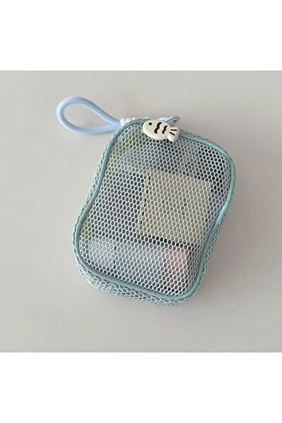 Choice1 No accessories Blue Cubic Mesh Cosmetic Bag, Dopamine Aesthetic Makeu...