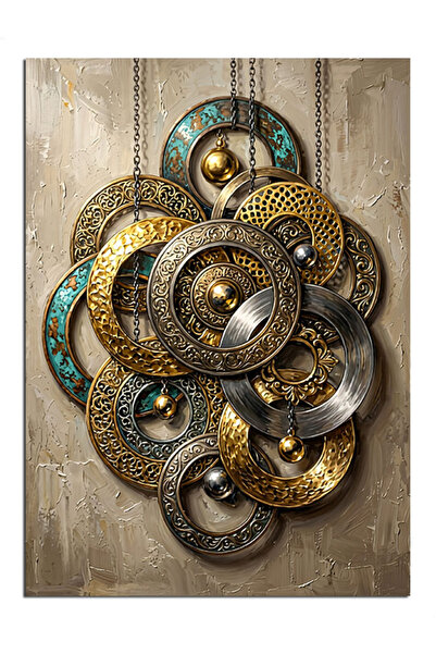 Artmeg Cadrane decorative cu mandala aurie - Tablou din lemn MDF