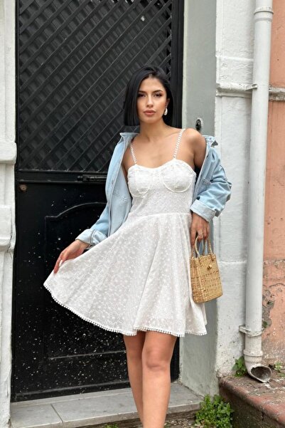 Elbee Fashion Woman Μίνι φόρεμα με λευκό λουράκι