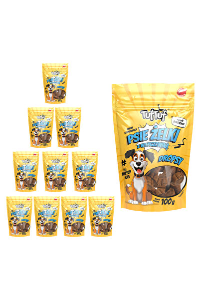 Tuf Tuf TufTuf Dog Gummies Drops recompense pentru câini cu carne de porc 10x80g