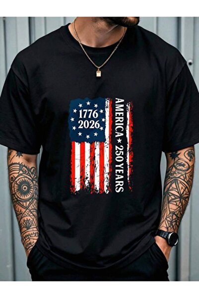 kai22 Men's American Flag T-Shirt 1776-2026 250th Anniversary Commemorative S...