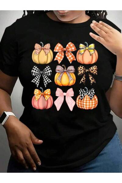 kai22 Coquette Bow Pumpkin Fall Spooky Season Costume Halloween Black Graphic...