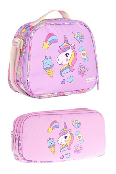 KAUKKO Set cutie de prânz și suport pentru creion pentru fete, cu model unico...