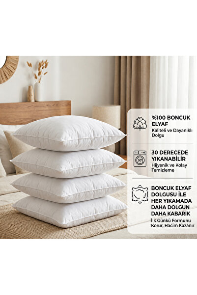 Home 4 Adet 45x45 350 gr 1. Kalite %100 Boncuk Silikonlu Kare Kırlent Iç Yastık Minder