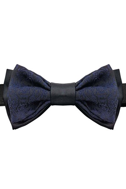 hapshoe Navy Blue Jacquard Adjustable Satin Kids and Baby Bow Tie
