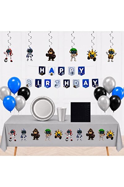 parti show Astrobot Temalı 8 Kişilik Parti Seti