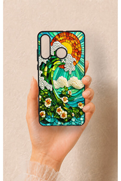 Vip Case Huawei P30 Lite Uyumlu Mozaik Okyanus Dalgası Desenli Silikon Kılıf