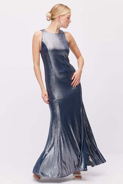 PAULMARK Women's Metallic Sleeveless Long Dress