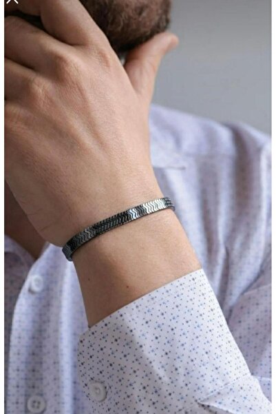 Luba Hematite Stone Bat Pattern Men's Bracelet + Black Gift Box