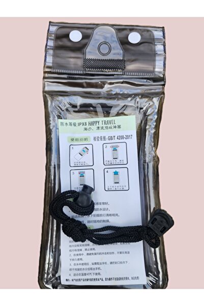 Dokunmatik Uyumlu Su Geçirmez Askılı Telefon Kılıfı - Waterproof Phone Bag (Siyah)
