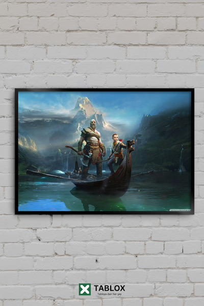 TABLOX God Of War Kratos Atreus Savaş Tanrısı Oyun Viking Çerçeve Görünümlü D...