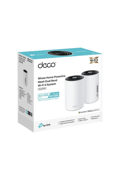 TP-LINK Deco PX10 2-PACK AX1500 + AV1000 Hibrit Powerline Mesh Wi-Fi 6 Sistemi | Elektrik Hattı Üzerinden Internet | Gigabit Port